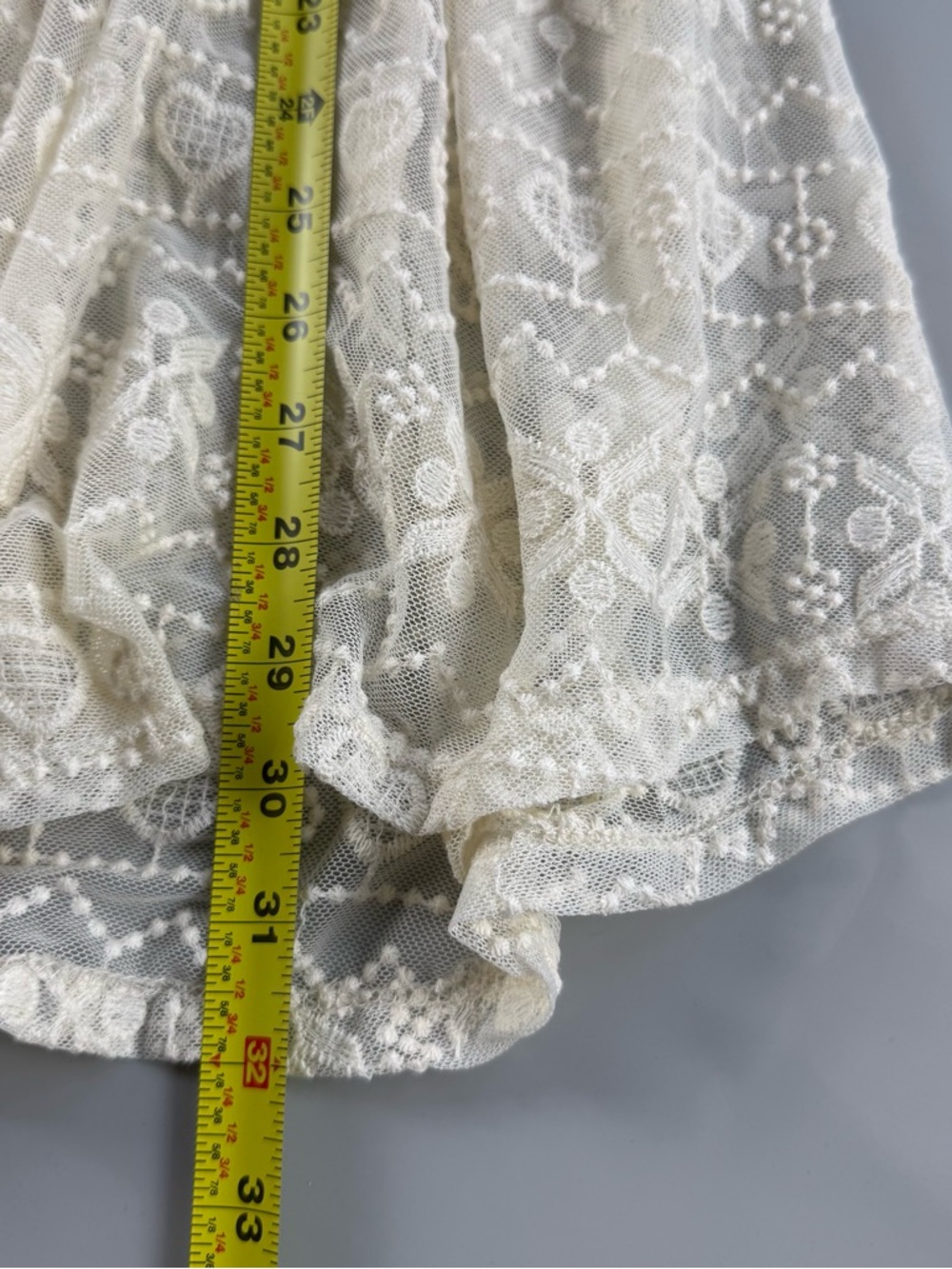 Basil 🩷 Lola Lace Peplum Blouse Top Sheer Ivory White Womens Large Boho Festival - Picture 5 of 7